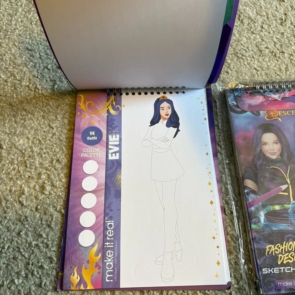 Disney Descendants & Descendants 3 Fashion Design Sketchbook Bundle Set NEW